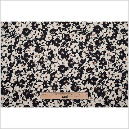 Black and White Floral Polyester Woven Full