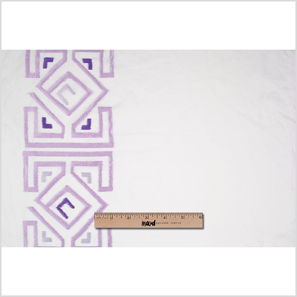 Lupine Purple and White Embroidered Panel Linen Full