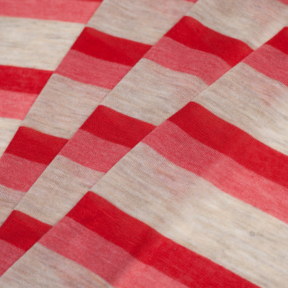 Heathered Oatmeal Striped Stretch Viscose Jersey Folded