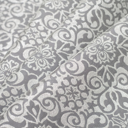 Metallic Silver, White, and Gray Stretch Acrylic Brocade Folded