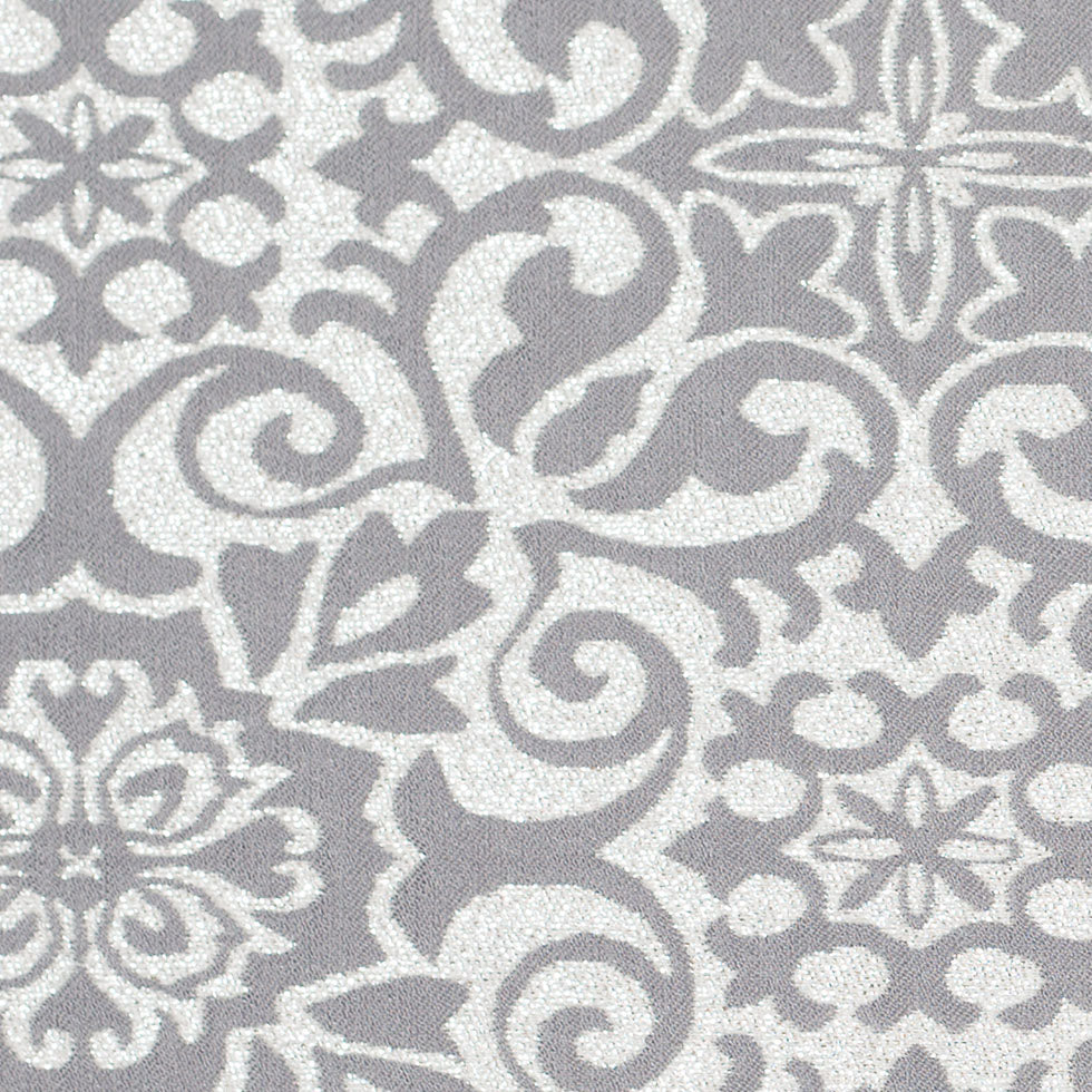 Metallic Silver, White, and Gray Stretch Acrylic Brocade Detail