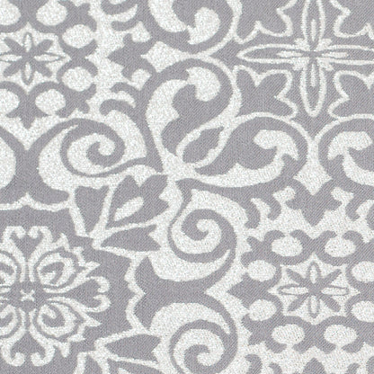 Metallic Silver, White, and Gray Stretch Acrylic Brocade Detail