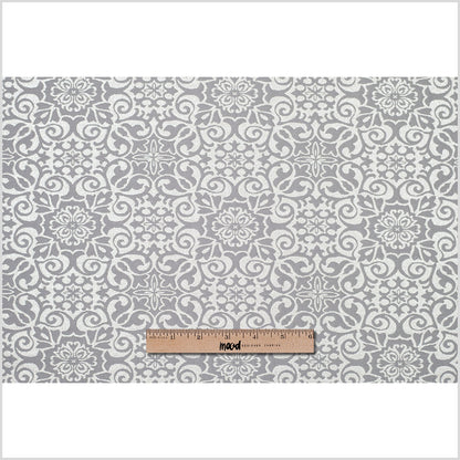 Metallic Silver, White, and Gray Stretch Acrylic Brocade Full