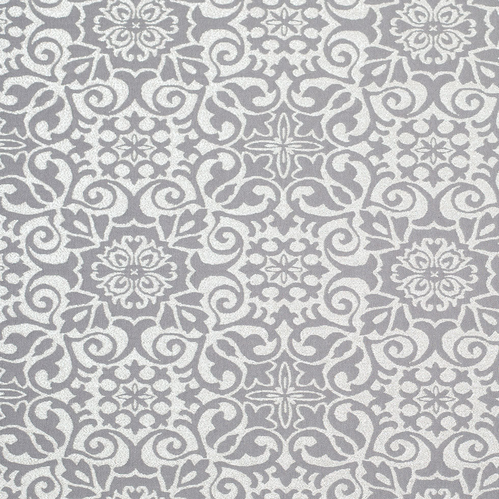 Metallic Silver, White, and Gray Stretch Acrylic Brocade