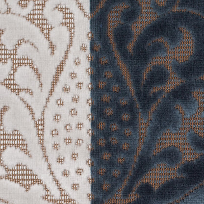 Blue/Brown Stiped Damask Cut-Out Velvet Detail