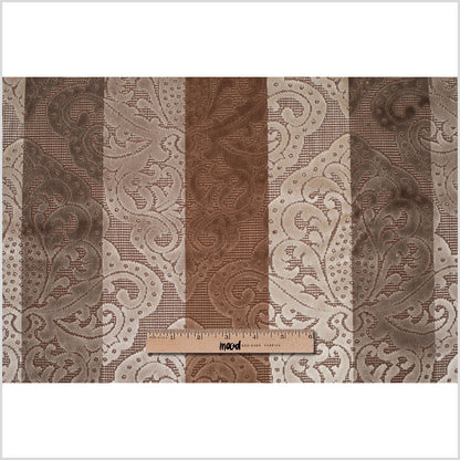 Turkish Brown/Beige Stiped Damask Cut-Out Velvet - Full