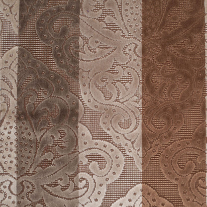 Turkish Brown/Beige Stiped Damask Cut-Out Velvet