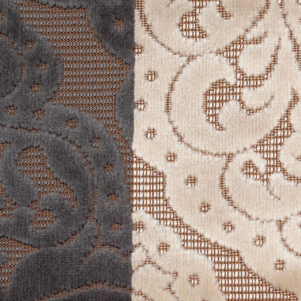 Turkish Green/Pink Stiped Damask Cut-Out Velvet - Detail