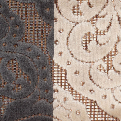 Turkish Green/Pink Stiped Damask Cut-Out Velvet - Detail