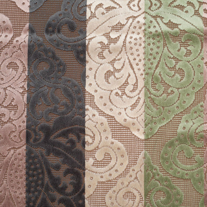 Turkish Green/Pink Stiped Damask Cut-Out Velvet