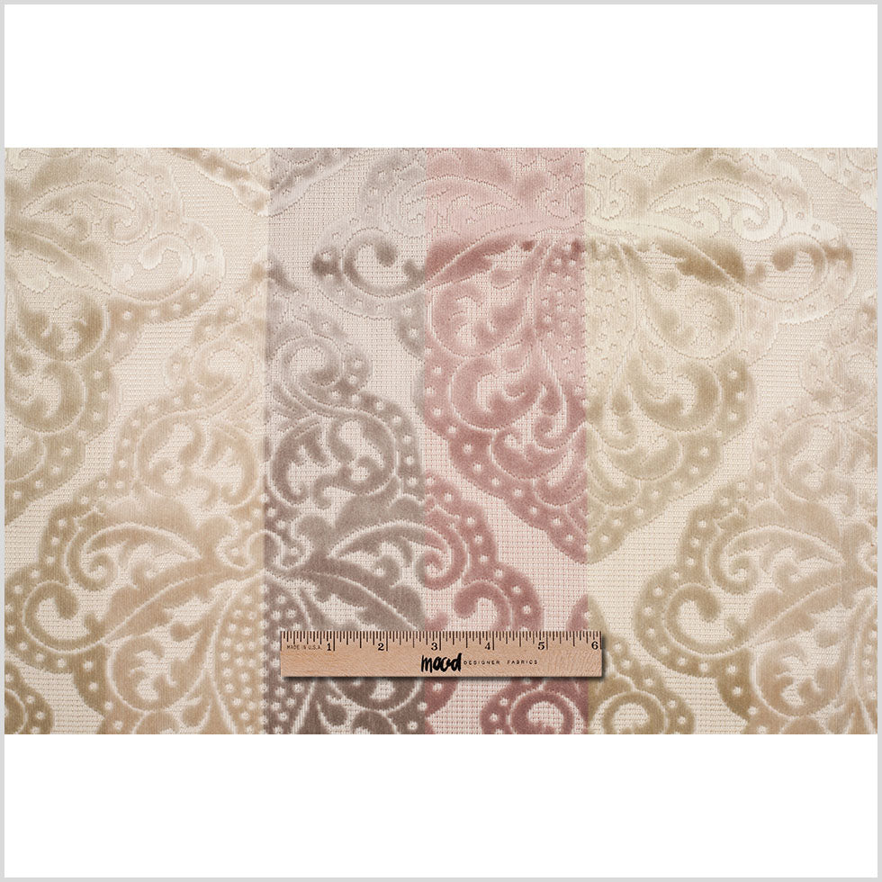 Turkish Gray/Pink Stiped Damask Cut-Out Velvet - Full
