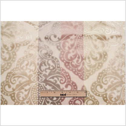 Turkish Gray/Pink Stiped Damask Cut-Out Velvet - Full