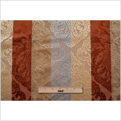 Turkish Rust Stiped Damask Cut-Out Velvet - Full