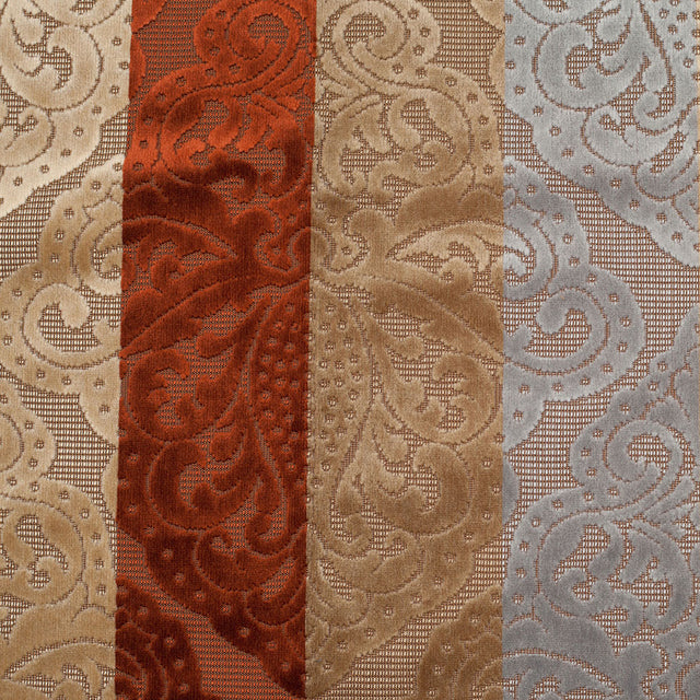 Turkish Rust Stiped Damask Cut-Out Velvet