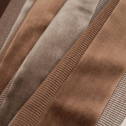 Brown/Gray Striped Velvet Folded