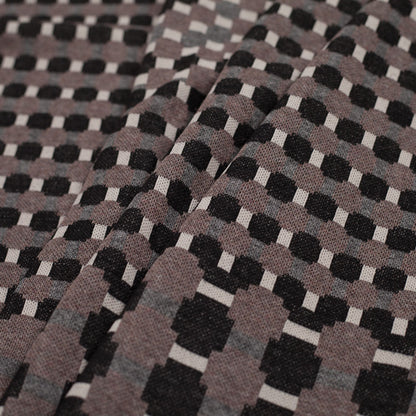 Famous Designer Walnut/Black Geometric Italian Cotton-Polyester Knit - Folded