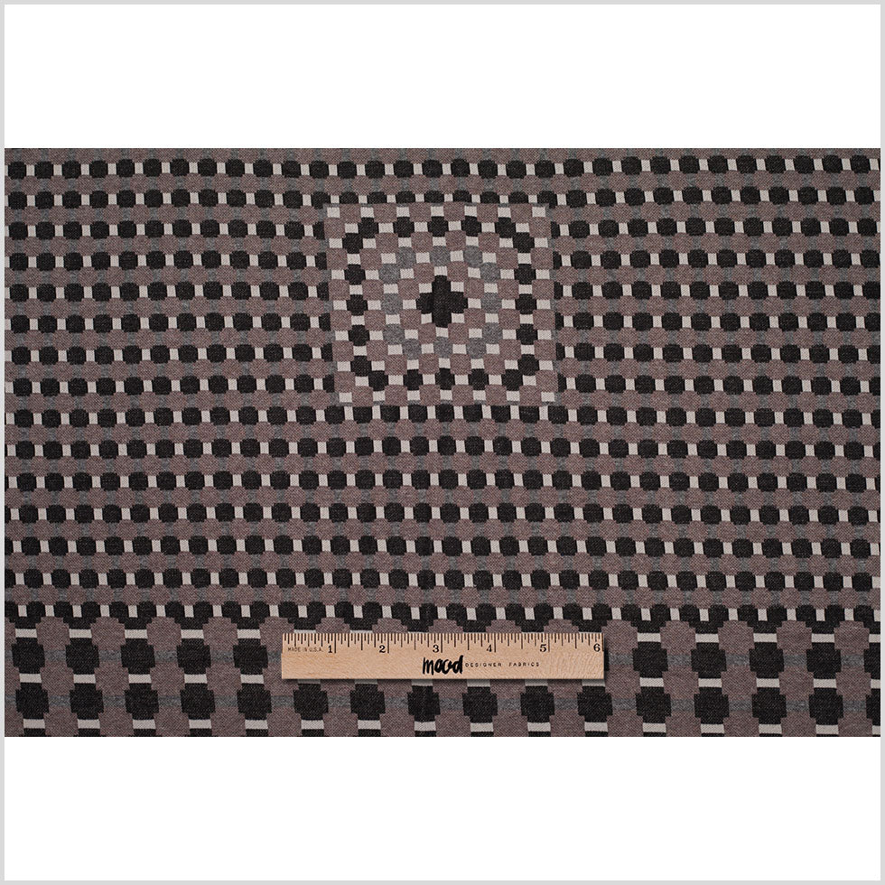 Famous Designer Walnut/Black Geometric Italian Cotton-Polyester Knit - Full