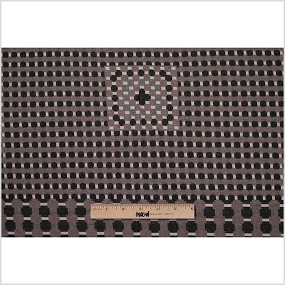 Famous Designer Walnut/Black Geometric Italian Cotton-Polyester Knit - Full