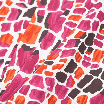 Pink/Orange Artist Abstract Stretch Cotton Sateen - Folded