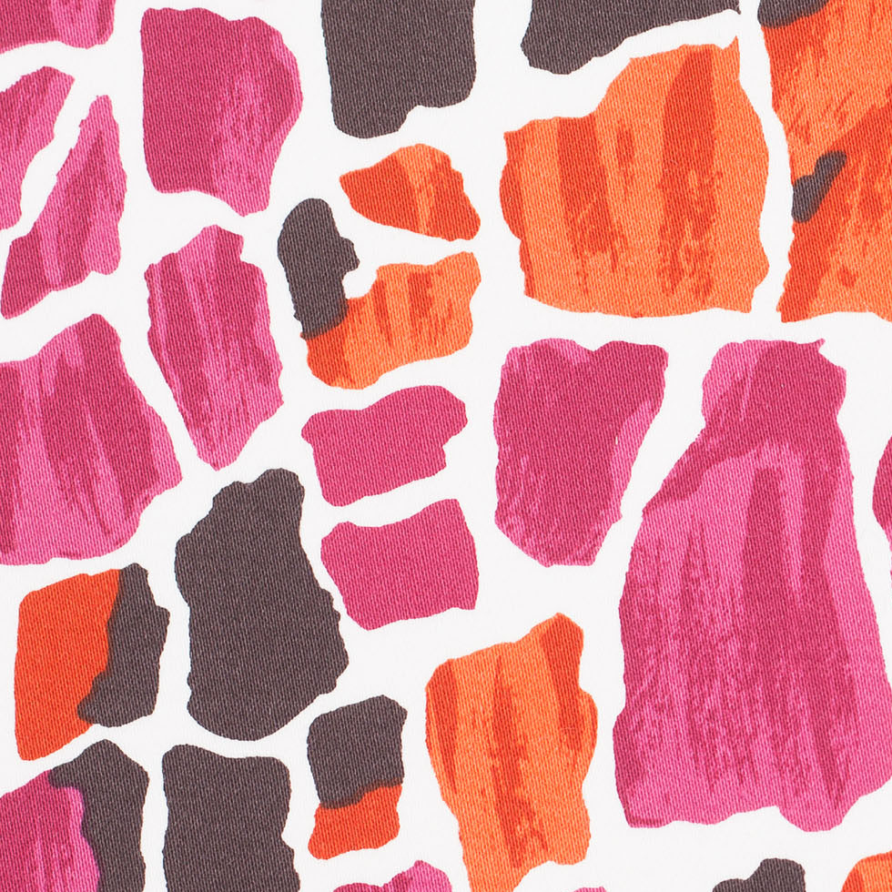 Pink/Orange Artist Abstract Stretch Cotton Sateen - Detail