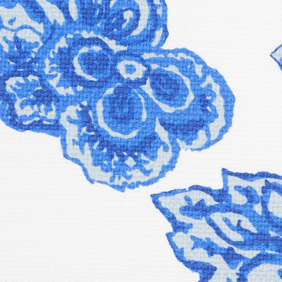 Blue/White Floral Woven Cotton Print - Detail