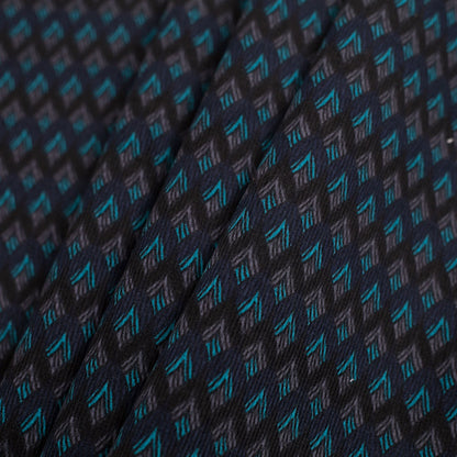 Navy/Black Striped Geometric Stretch Cotton Corduroy Folded