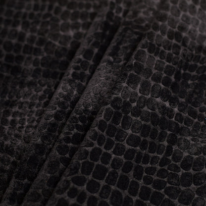 Black Alligator Embossed Silk-Viscose Velvet Folded