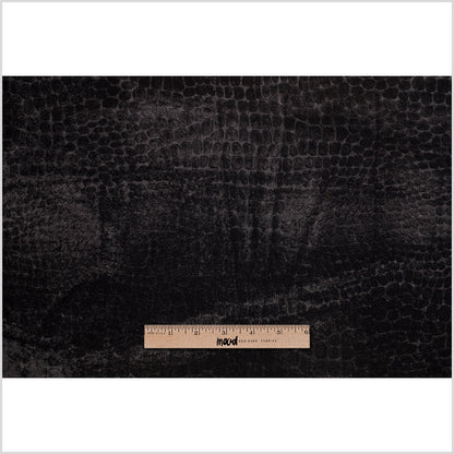 Black Alligator Embossed Silk-Viscose Velvet Full