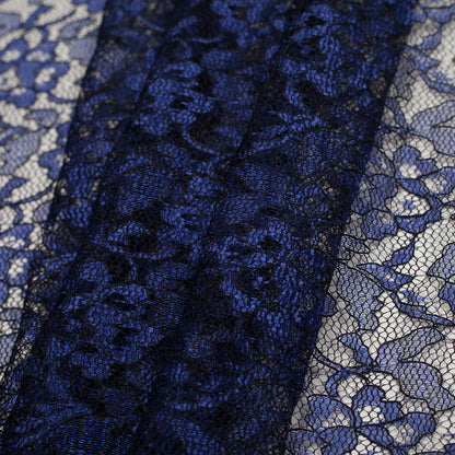 Black/Cobalt Floral Lace Folded