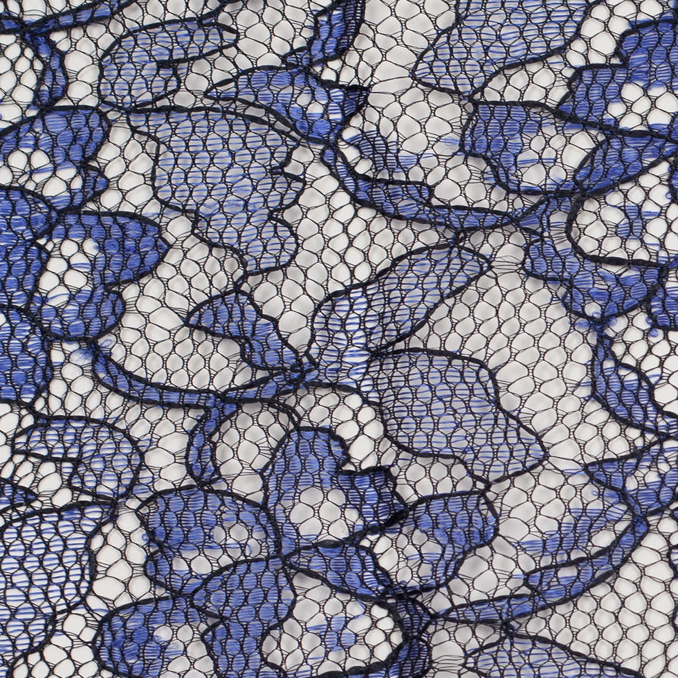 Black/Cobalt Floral Lace Detail