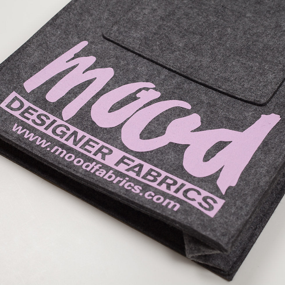 Charcoal Felt Mood Bag with Pink Lavender Logo