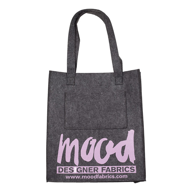 Charcoal Felt Mood Bag with Pink Lavender Logo