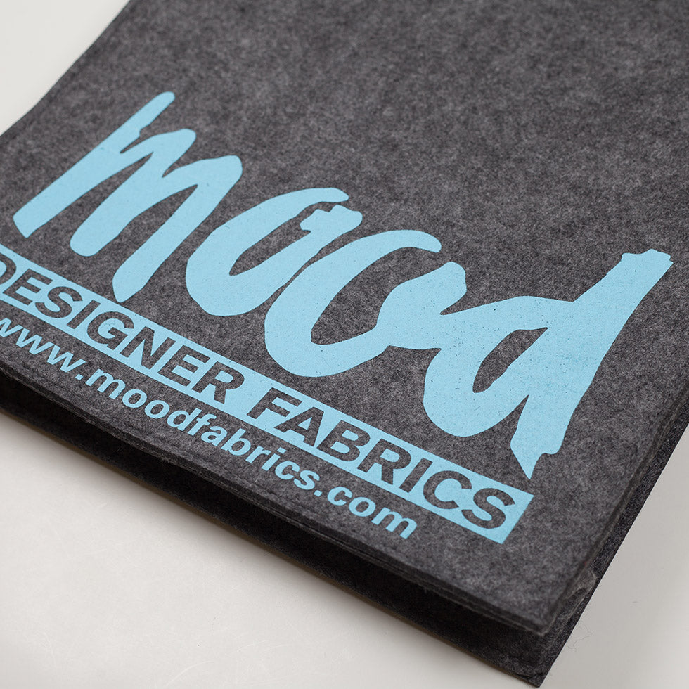 Charcoal Felt Mood Bag with Blue Logo - Detail