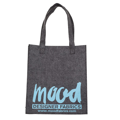Charcoal Felt Mood Bag with Blue Logo