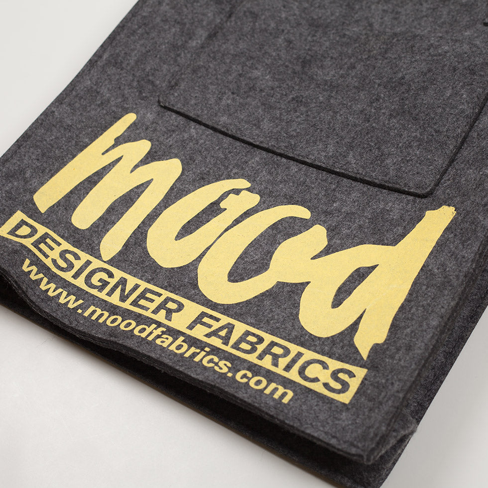Charcoal Felt Mood Bag with Yellow Logo - Detail