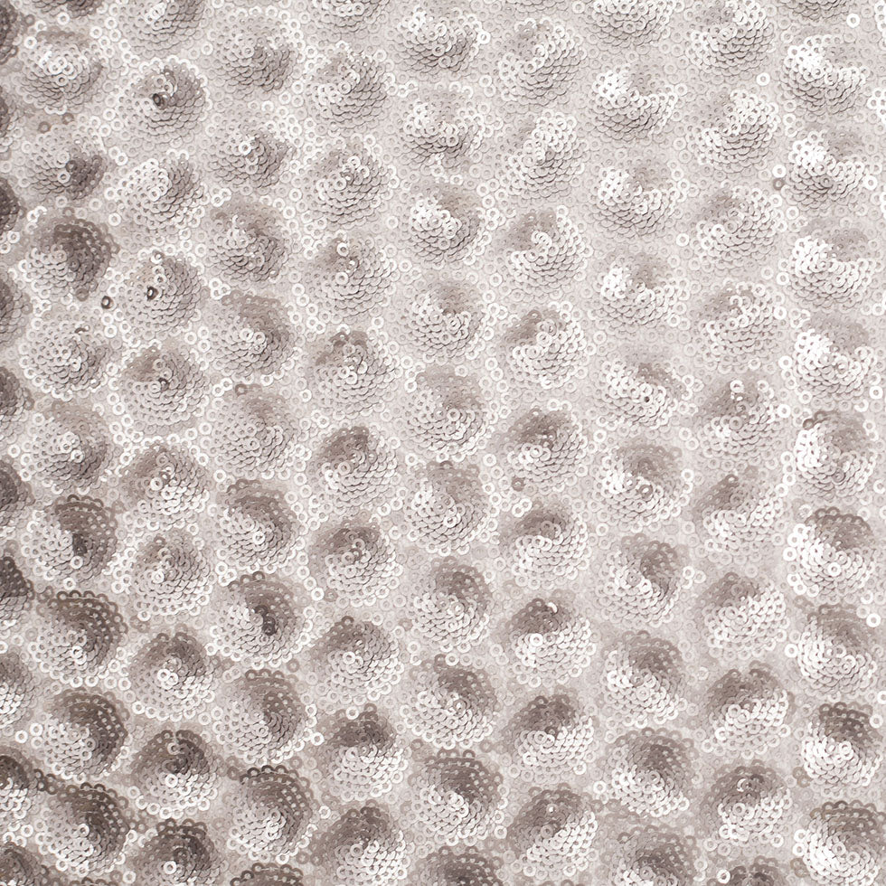 Polyester Mesh with Clustered Baby Sequins - Silver