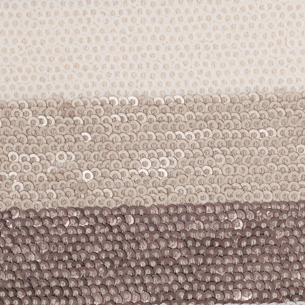 Beige/Brown/White Striped Baby Sequins on Polyester Mesh - Full