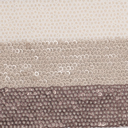 Beige/Brown/White Striped Baby Sequins on Polyester Mesh - Full