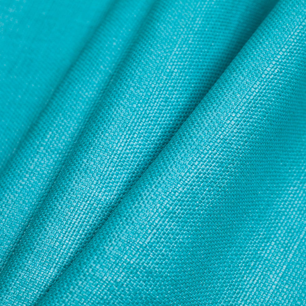 Italian Blue Curacao Raffia-Like Novelty Woven Folded