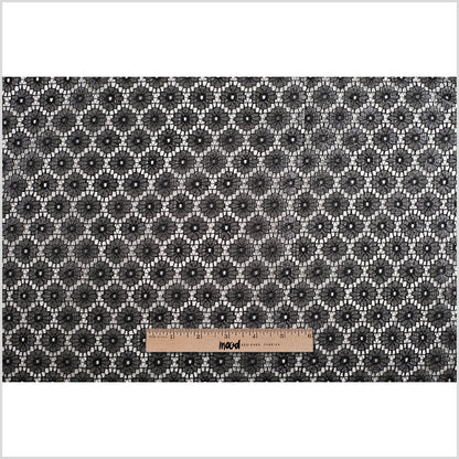 Metallic Black/Black Nylon Floral Lace Full