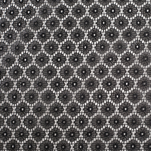 Metallic Black/Black Nylon Floral Lace
