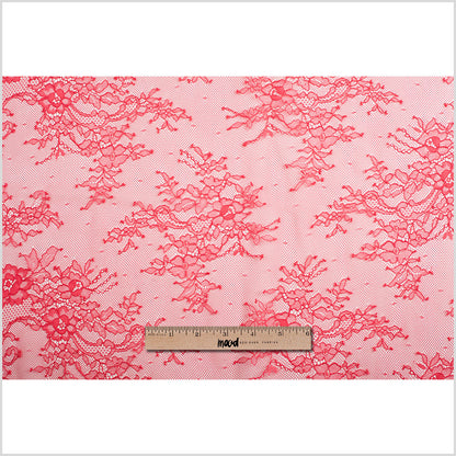 Re-Embroidered Lace with Scalloped Edge - Red Floral Folded