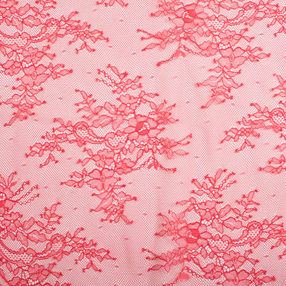 Re-Embroidered Lace with Scalloped Edge - Red Floral Detail