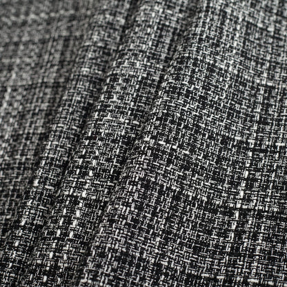 Black/White Cotton-Polyester Tweed Folded