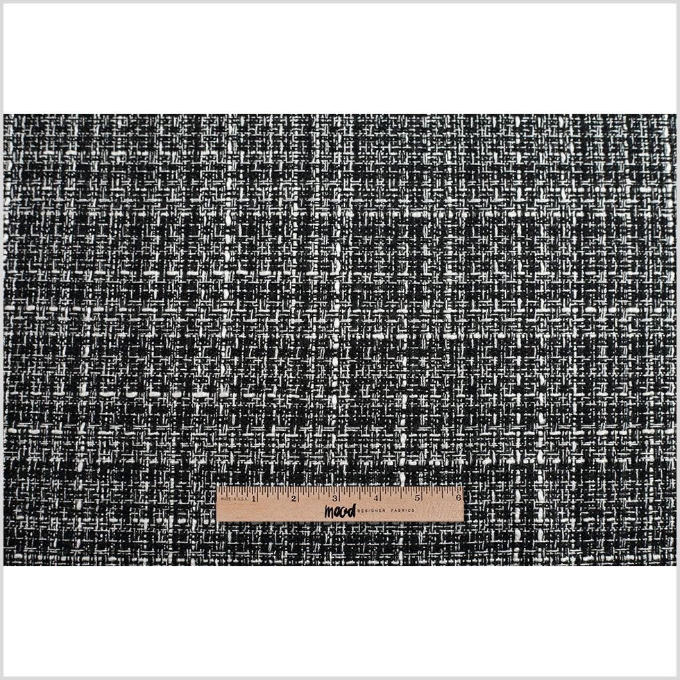 Black/White Cotton-Polyester Tweed Full