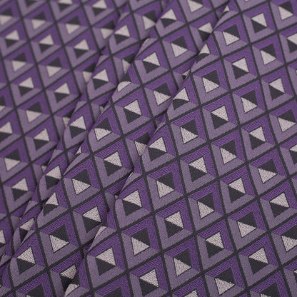 Purple Geometric Stretch Polyester Suiting Folded