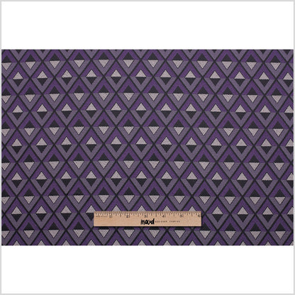 Purple Geometric Stretch Polyester Suiting Full