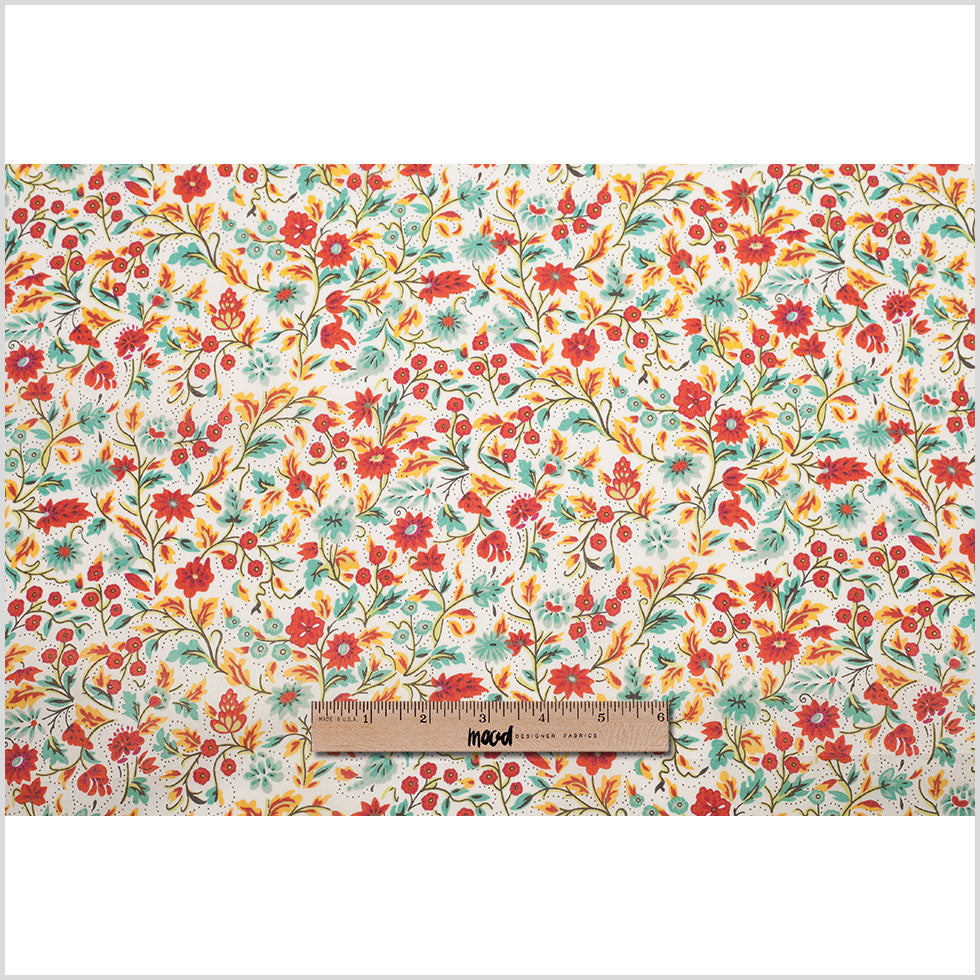 Red Clay Floral Printed Cotton Voile Folded