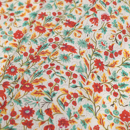 Red Clay Floral Printed Cotton Voile Detail