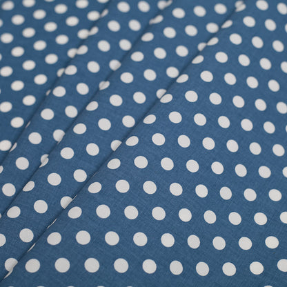 Denim Blue/White Polka Dotted Stretch Cotton Twill - Folded